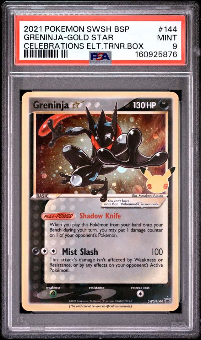 GRENINJA GOLD STAR PSA 9 CELEBRATIONS 2021 POKEMON PROMO SWSH144 NEW CASE