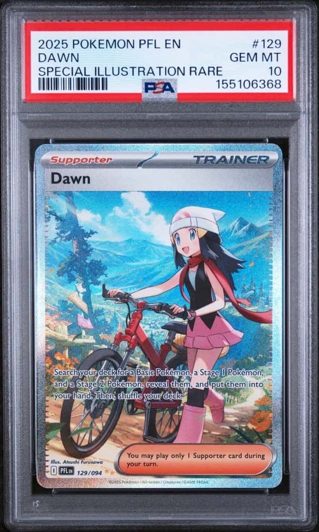 2025 POKEMON PFL EN-PHANTASMAL FLAMES SPECIAL ILLUSTRATION RARE #129 DAWN PSA 10