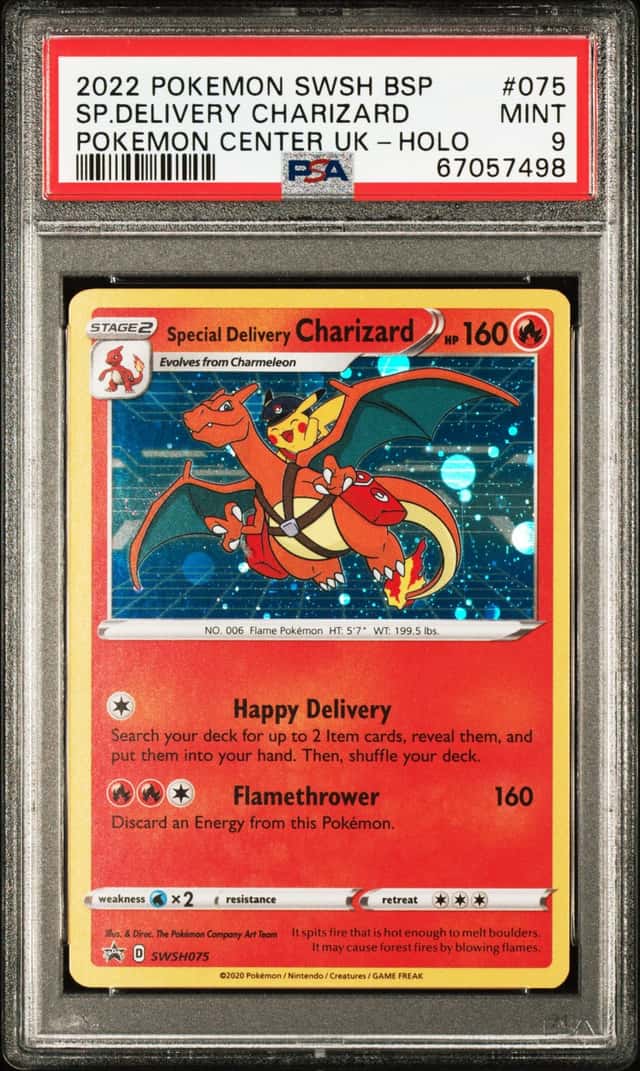 Pokemon Special Delivery Charizard Holo Swsh Promo 075 P.M. Center UK PSA 9 Mint