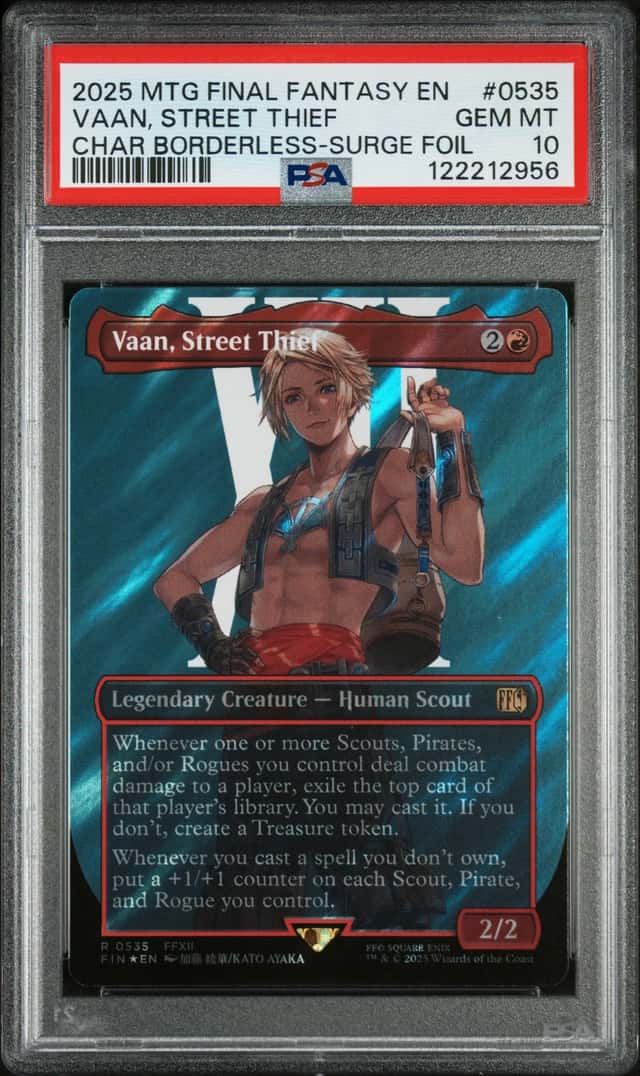 Magic Mtg Vaan, Street Thief FIN 0535 Character Borderless Surge Foil PSA 10