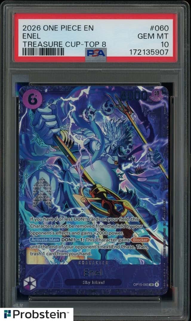 2026 One Piece Promo Treasure Cup May Top 8 Enel English Promo OP15-060 PSA 10