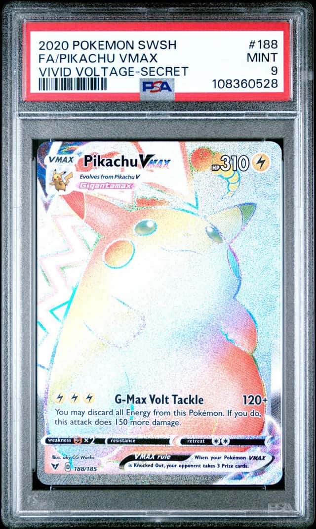 2020 Pokemon SWSH Vivid Voltage Secret #188 FA Pikachu VMax PSA 9 MINT