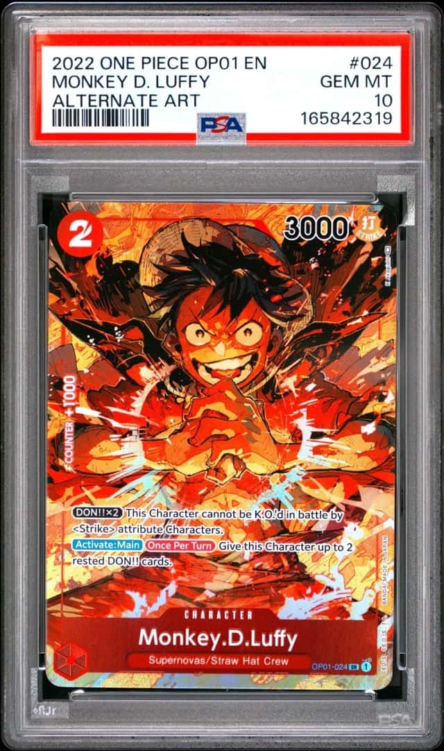 2022 ONE PIECE OP01-ROMANCE DAWN ALTERNATE ART #024 MONKEY D. LUFFY PSA 10