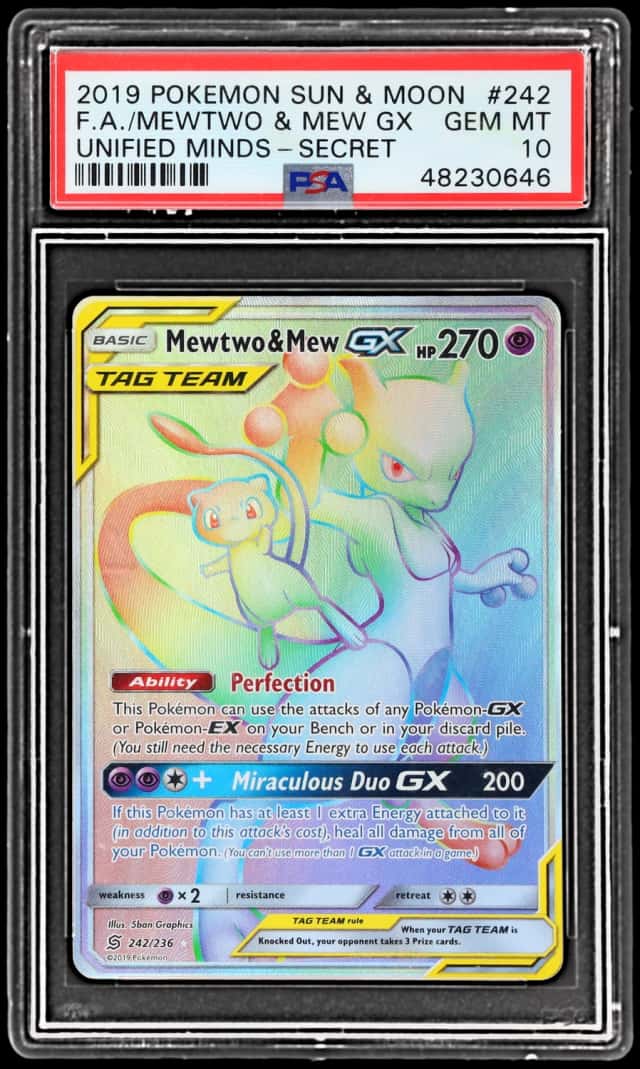 2019 Pokemon Sun and Moon Unified Minds Secret Rare Mew/Mewtwo Gx #242