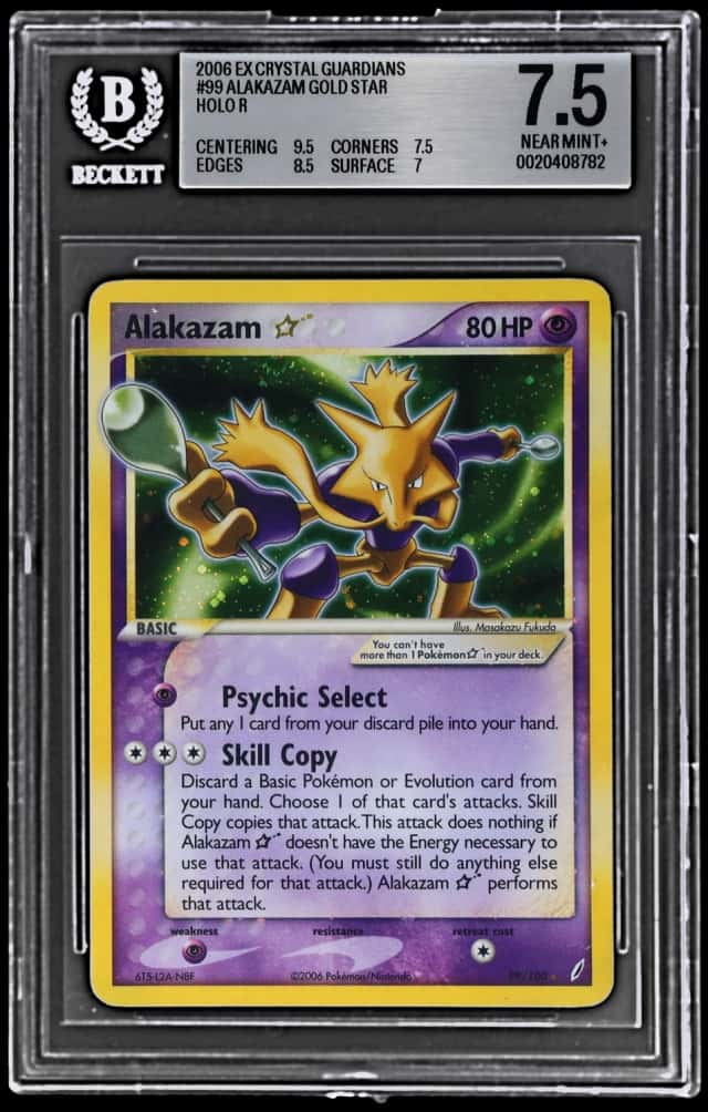 2006 Pokemon Ex Crystal Guardians Holo Alakazam Gold Star #99