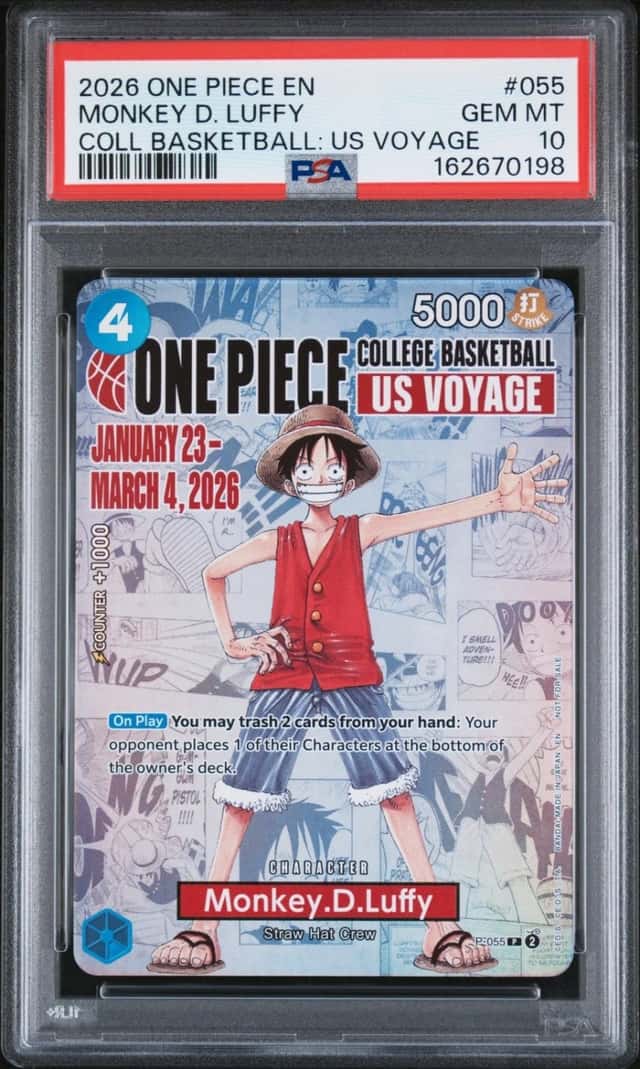 2026 ONE PIECE COLLEGE BASKETBALL: US VOYAGE#055 MONKEY D. LUFFY PSA 10