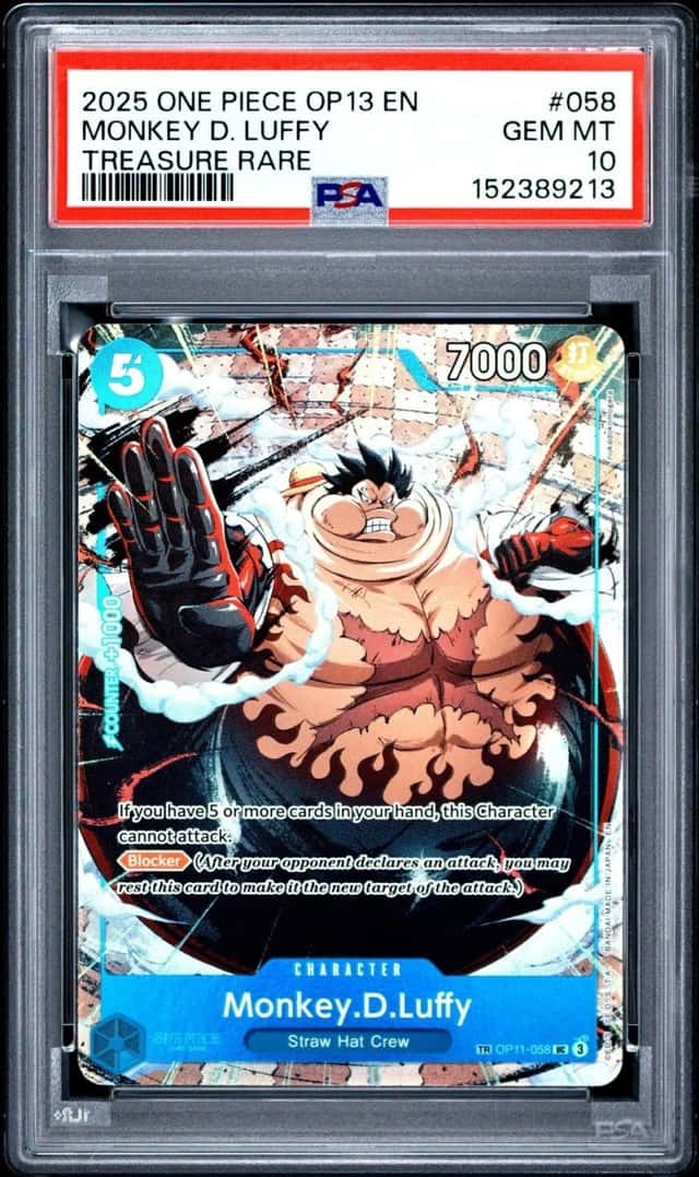 One Piece OP13 Monkey D Luffy OP11-058 Treasure Rare Carrying On His Will PSA 10