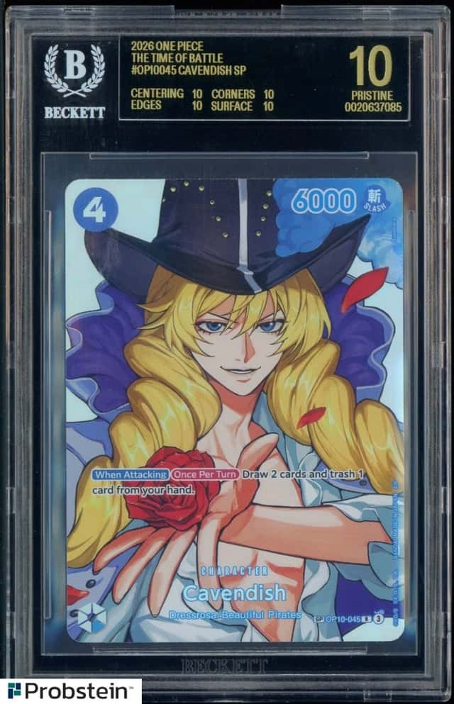 2026 One Piece English OP10-045 Cavendish Special Alt Art BGS 10 BLACK LABEL