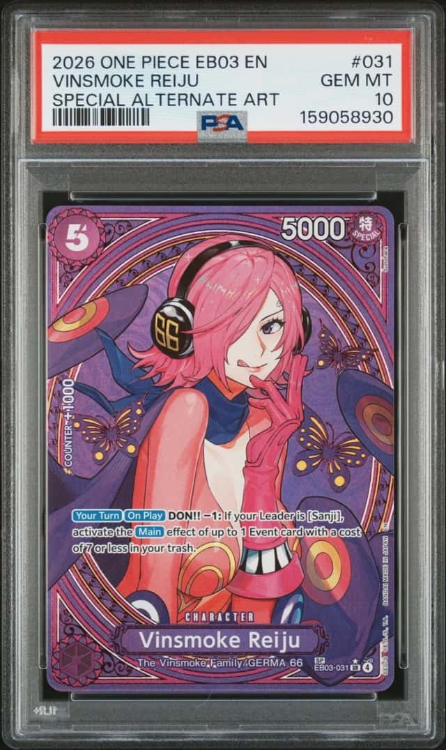 2026 ONE PIECE EB03-HEROINES EDITION SPECIAL ALT ART VINSMOKE REIJU PSA 10
