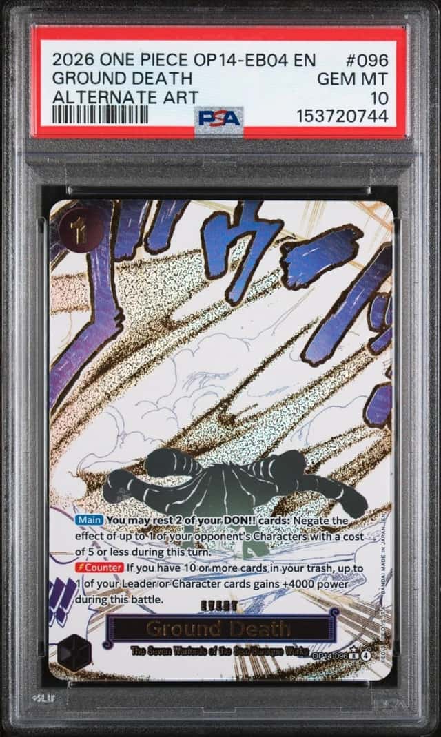 2026 ONE PIECE OP14-EB04-THE AZURE SEA'S SEVEN ALTERNATE ART GROUND DEATH PSA 10