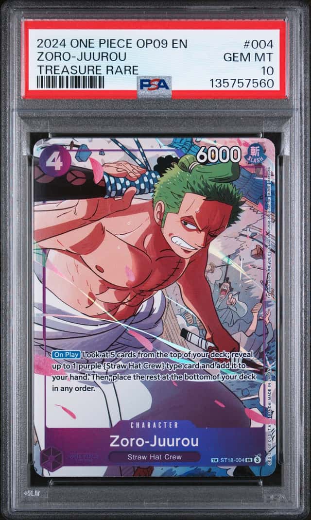 2024 One Piece Englsih Treasure Rare #004 Zoro Juurou PSA 10 GEM MINT