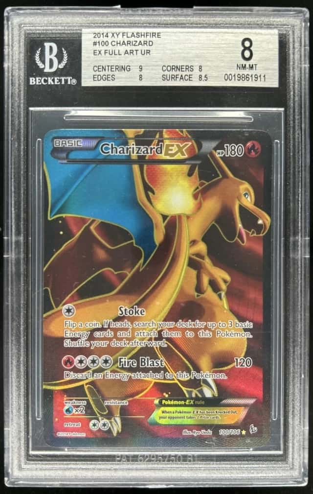 2014 Pokemon XY Flashfire Charizard Full Art #100 BGS 8