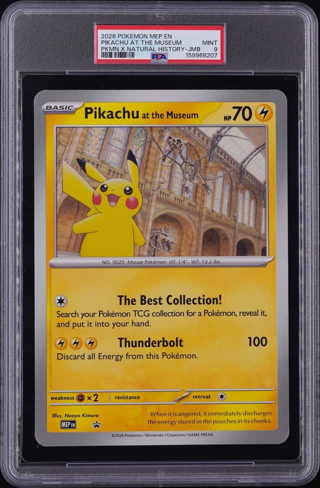 2026 POKEMON MEP POKEMON X NATURAL HISTORY PIKACHU AT THE MUSEUM PSA 9