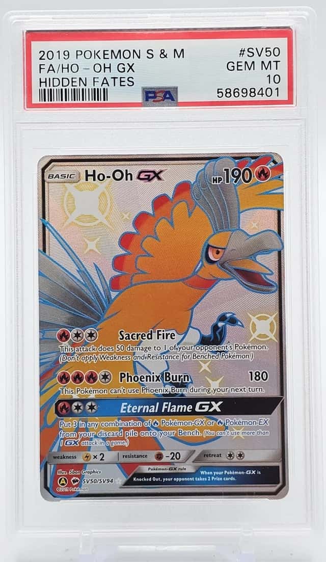 HO-OH GX 2019 POKEMON S&M HIDDEN FATES SHINY VAULT #SV50 FULL ART PSA 10 Q4886