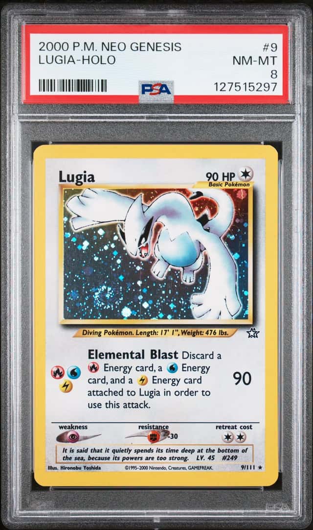 2000 Pokemon Neo Genesis #9 Lugia Holo NICE SWIRL PSA 8 NM-MT