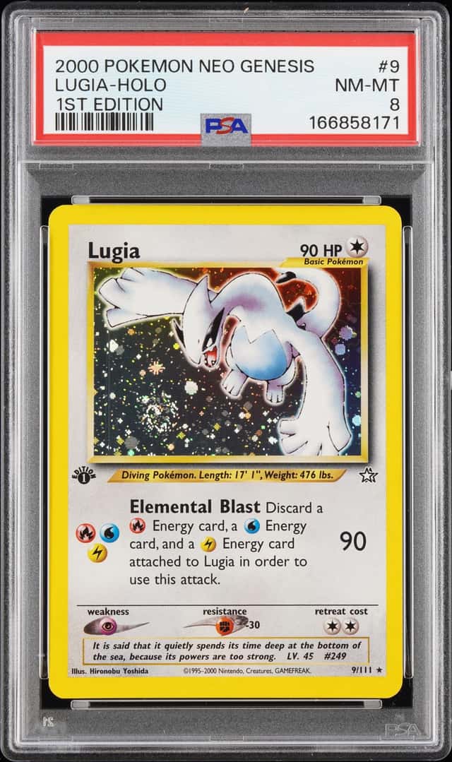 2000 POKEMON NEO GENESIS 1ST EDITION #9 LUGIA-HOLO 1ST EDITION PSA 8 SWIRL