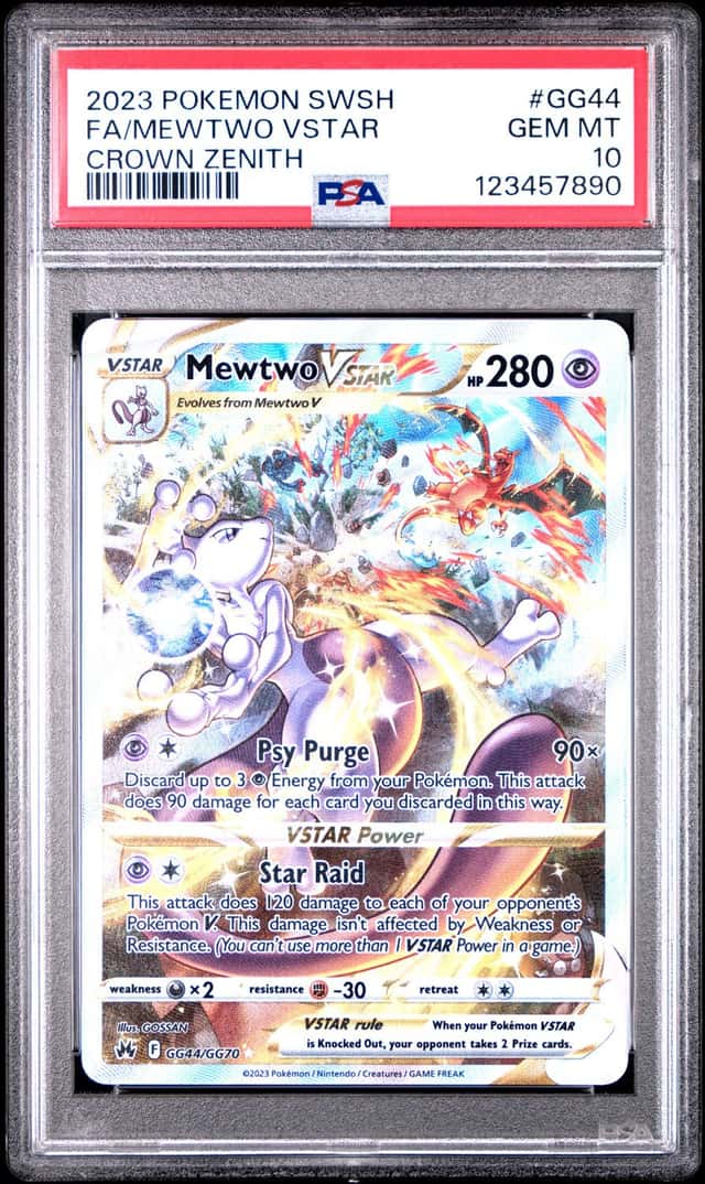 POKEMON FA/MEWTWO VSTAR 2023 SWORD AND SHIELD CROWN ZENITH #GG44 PSA 10