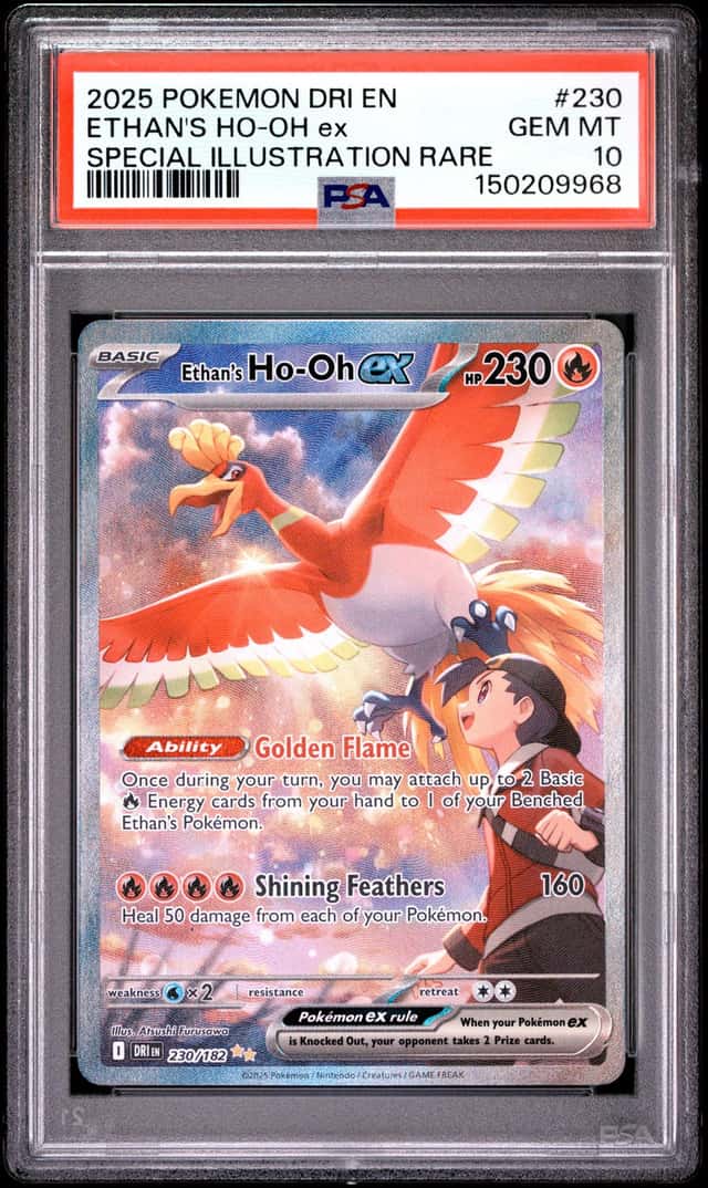 2025 POKEMON DESTINED RIVALS SPECIAL ILLUSTRATION RARE ETHAN'S HO-OH EX PSA 10