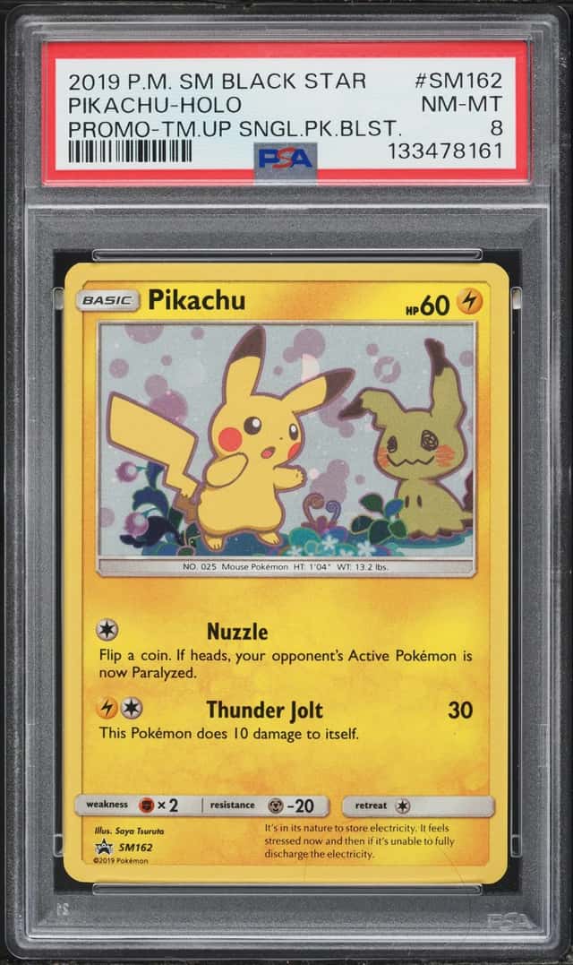 2019 Pokemon Sun & Moon Promo Single Pack Holo Pikachu #SM162 PSA 8 NM-MT