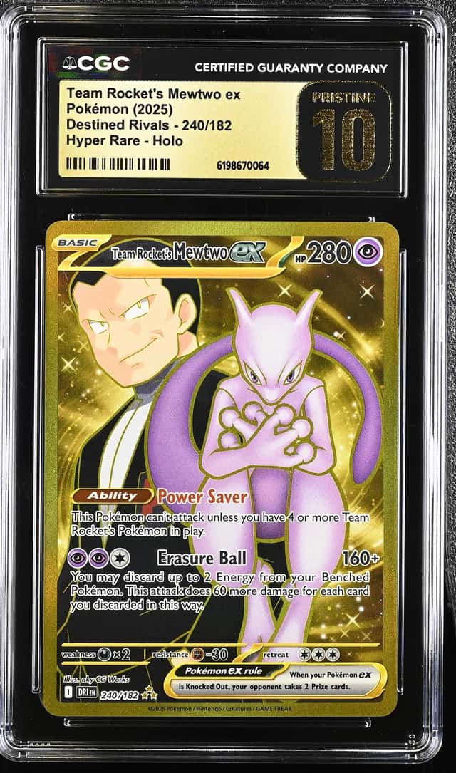 2025 Pokemon SV Destined Rivals Gold Rare Team Rocket's Mewtwo ex #240 CGC 10 PRISTINE