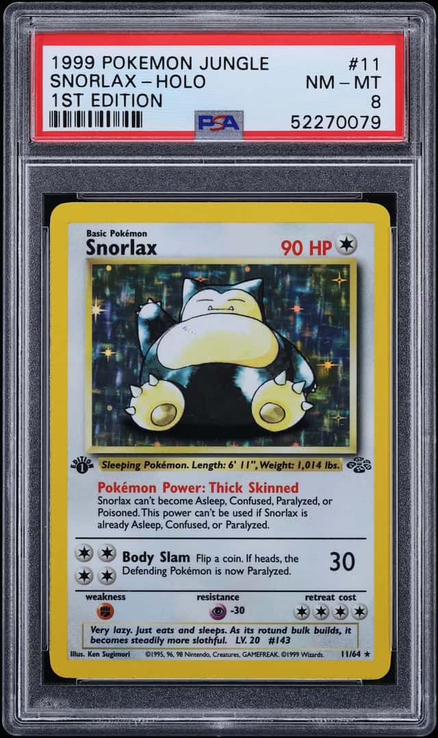 1999 Pokemon Jungle 1st Edition Holo Snorlax #11 PSA 8 NM-MT