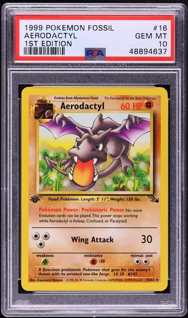 1999 Pokemon Fossil 1st Edition Aerodactyl #16 PSA 10 GEM MINT