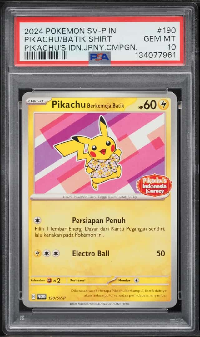2024 Pokemon Indonesian Scarlet & Violet Promo Pikachu In Batik Shirt #190 PSA 10 GEM MINT