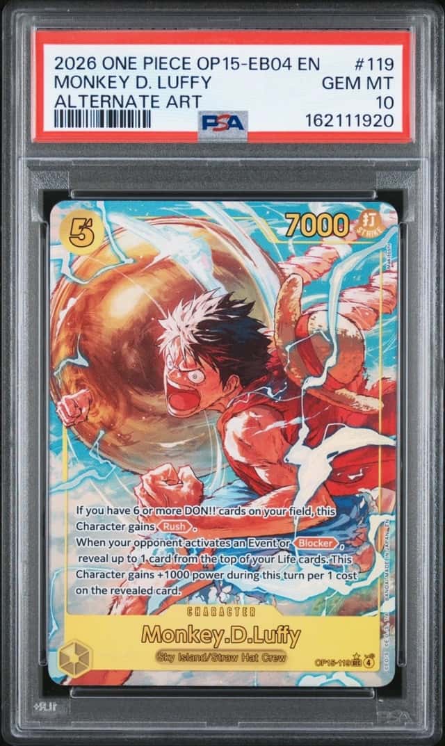 One Piece CCG Monkey D Luffy Alt Art Holo PSA 10 Gem Mint TCG