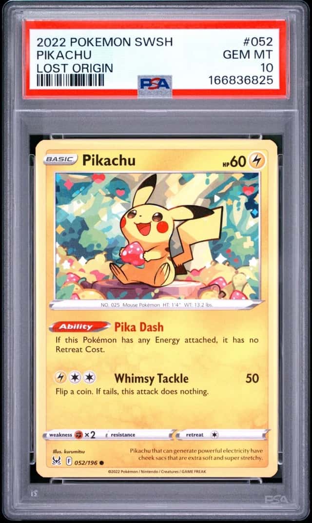 2022 POKEMON SWORD & SHIELD LOST ORIGIN #052 PIKACHU PSA 10