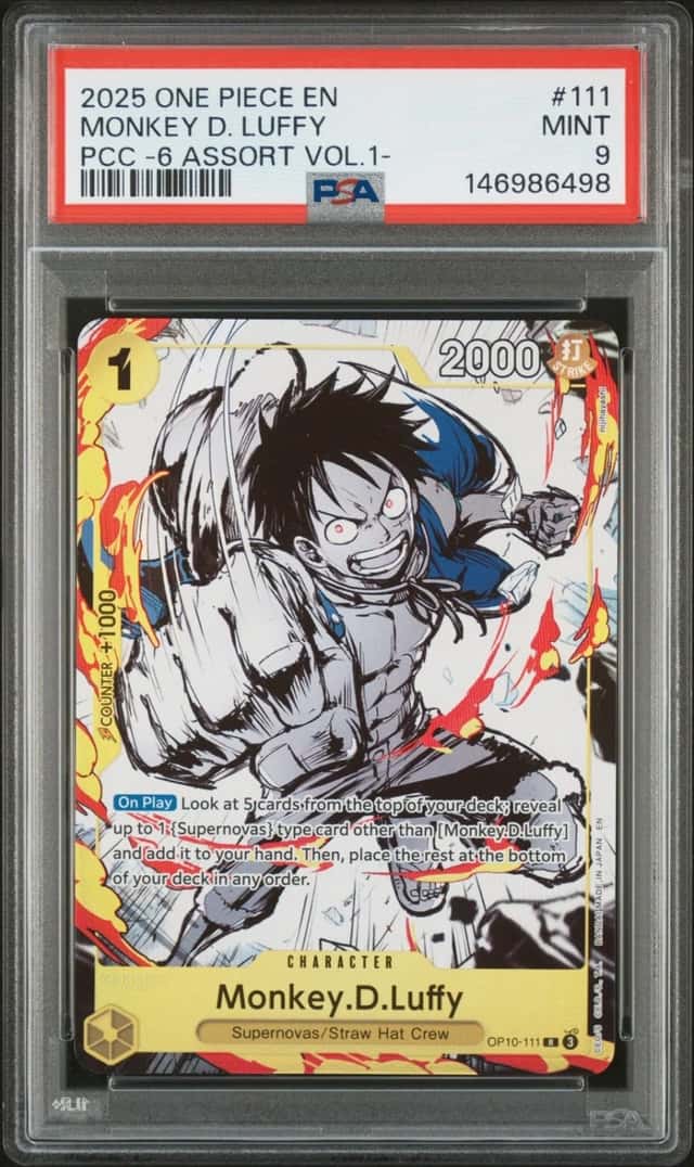 2025 ONE PIECE PREMIUM CARD COLLECTION 6 ASSORT VOL.1- MONKEY D. LUFFY PSA 9