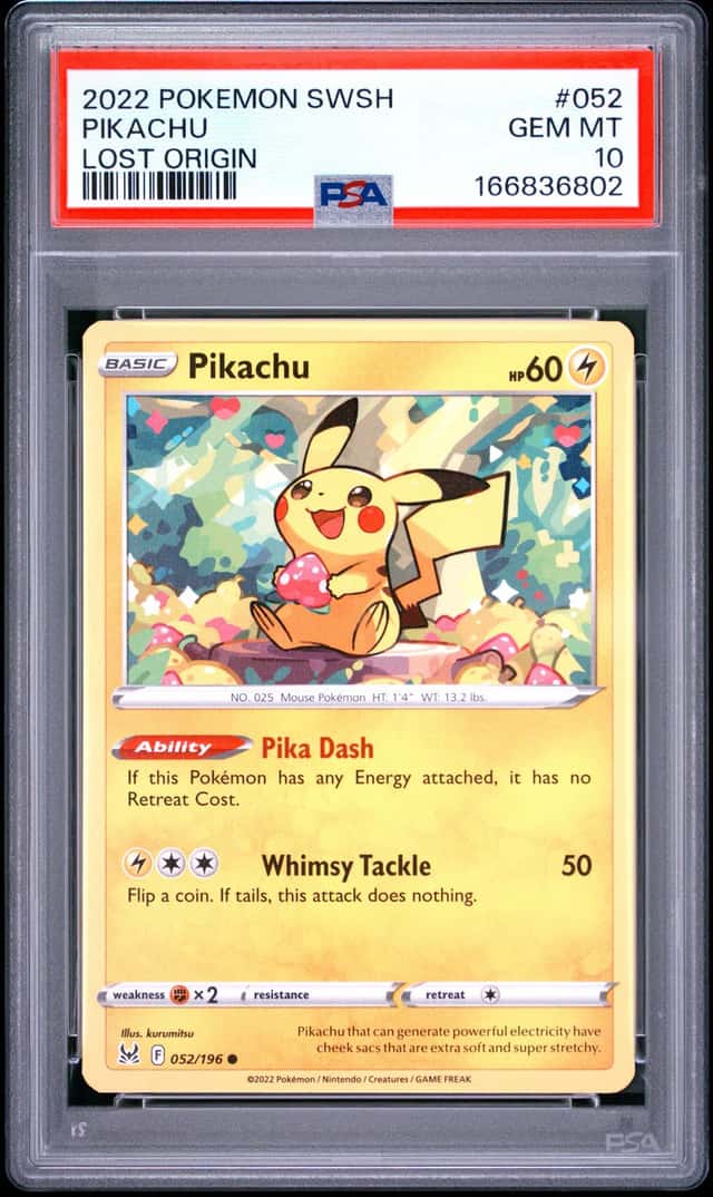 2022 POKEMON SWORD & SHIELD LOST ORIGIN #052 PIKACHU PSA 10