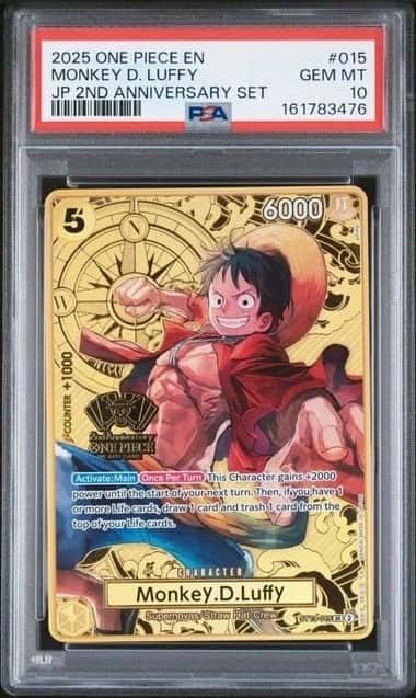 ONE PIECE MONKEY D. LUFFY 2025 JPN 2ND ANNIVERSARY SET #015 PSA 10