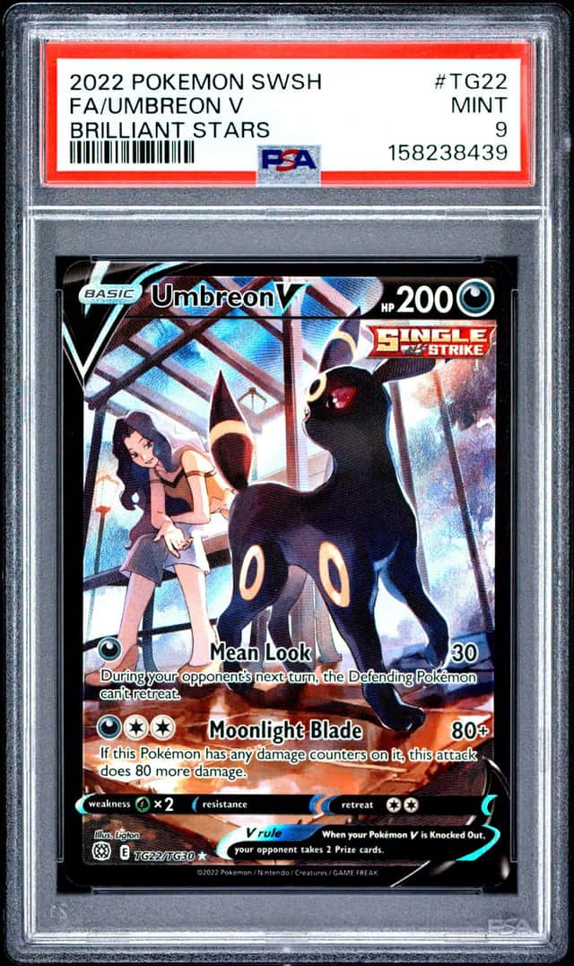 2022 POKEMON SWORD & SHIELD BRILLIANT STARS #TG22 FULL ART/UMBREON V PSA 9