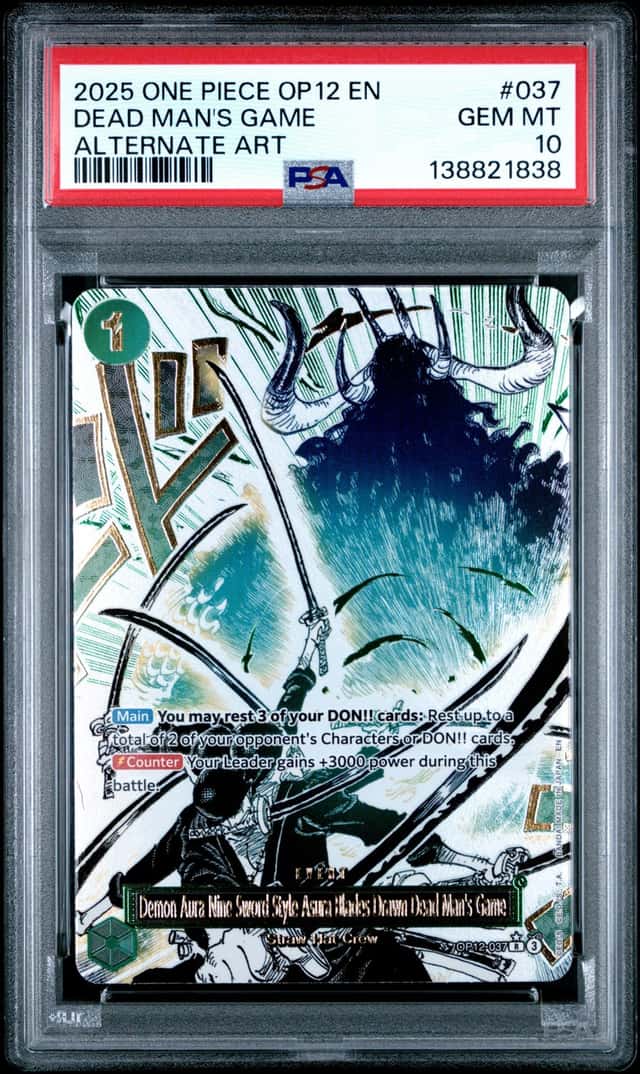 2025 One Piece OP12 Dead Man's Game Alternate Art PSA 10