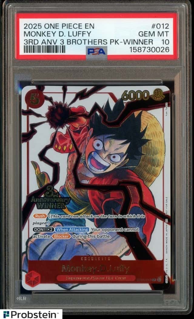 2025 One Piece Monkey. D. Luffy 3rd Anv Event Winner Prize Promo ST01-012 PSA 10