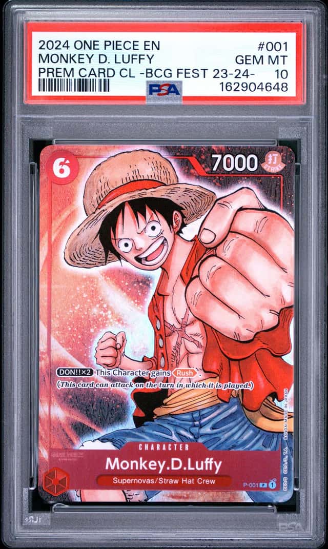 2024 ONE PIECE PREMIUM CARD COLL BCG FEST '23-'24 #001 MONKEY D. LUFFY PSA 10