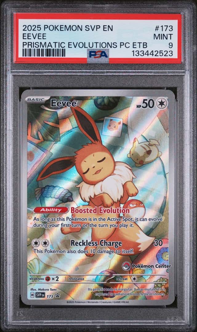 Pokémon Center TCG Prismatic Evolutions Eevee Promo Card PC Stamped PSA 9
