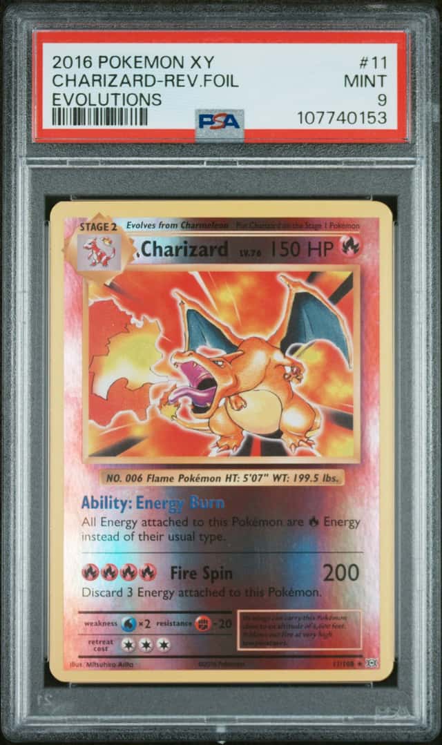 2016 POKEMON XY EVOLUTIONS #11 CHARIZARD-REVERSE FOIL PSA 9