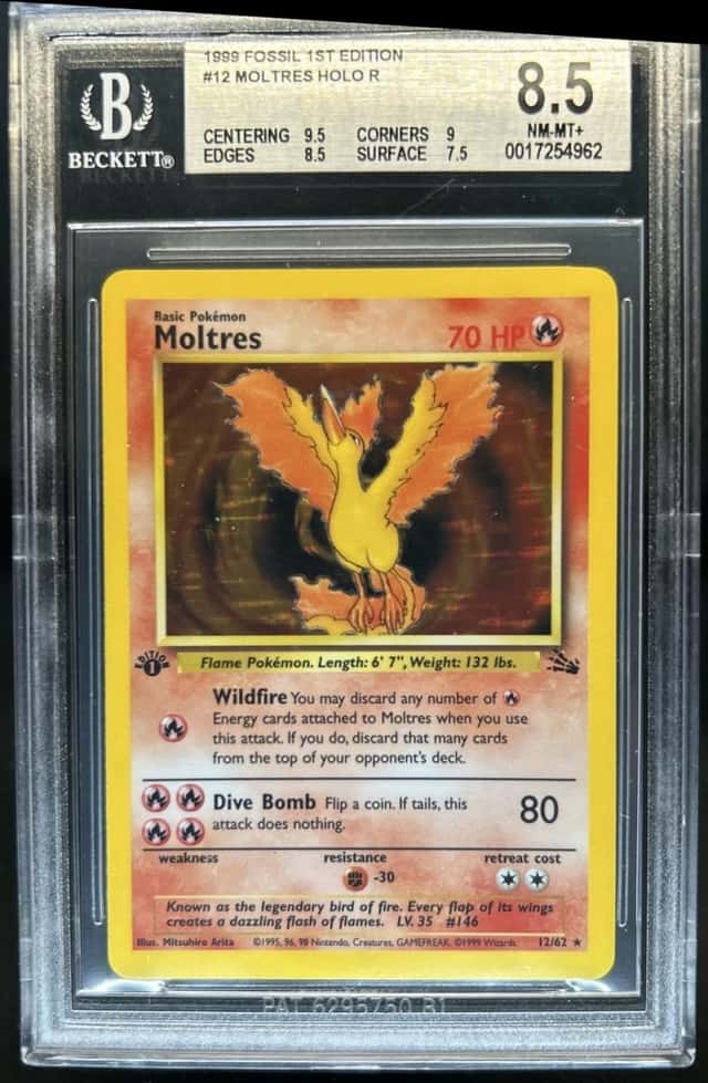 1999 Pokemon Fossil 1st Edition Moltres #12/62 BGS 8.5