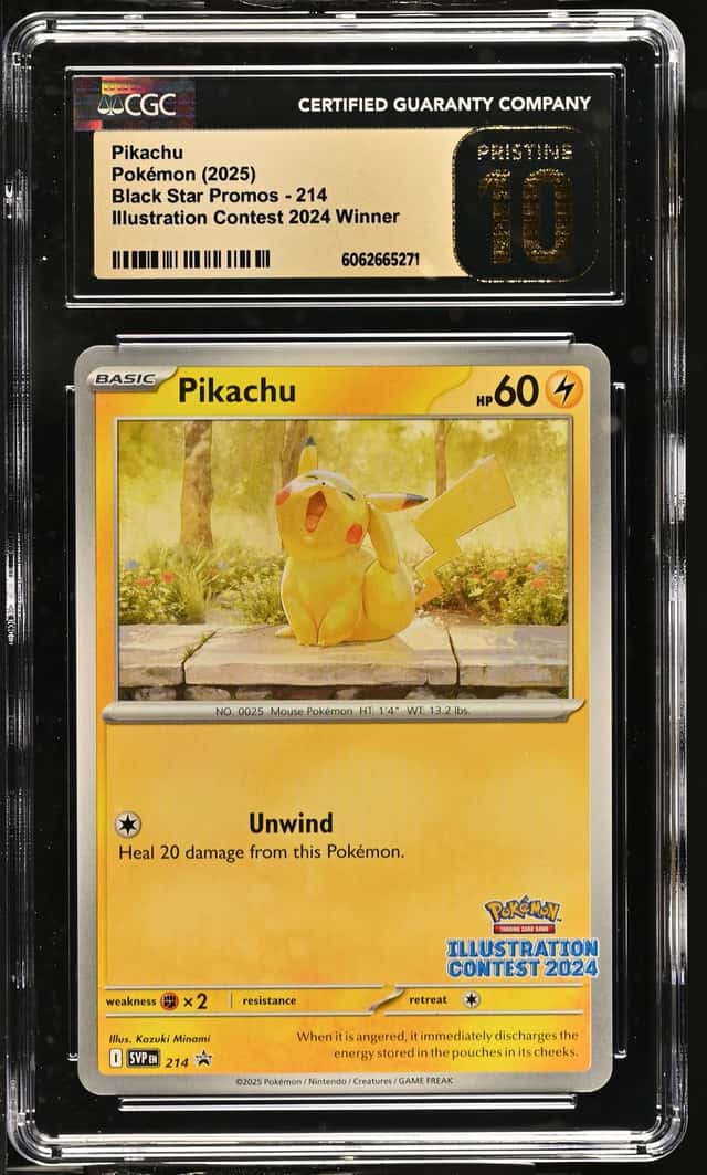 POKEMON CGC PRISTINE 10 PIKACHU #214 ILLUSTRATION CONTEST WINNER 2024
