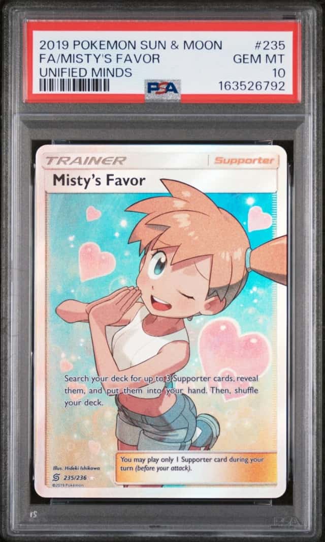 2019 POKEMON SUN & MOON UNIFIED MINDS #235 FULL ART/MISTY'S FAVOR PSA 10