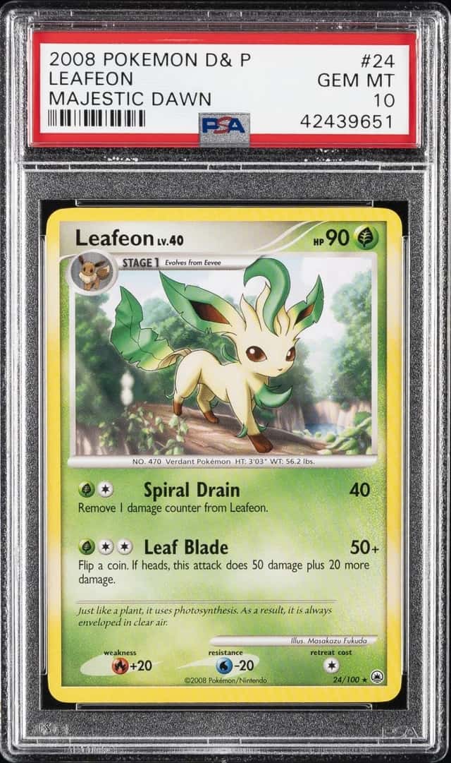 2008 POKEMON DIAMOND & PEARL MAJESTIC DAWN #24 LEAFEON PSA 10