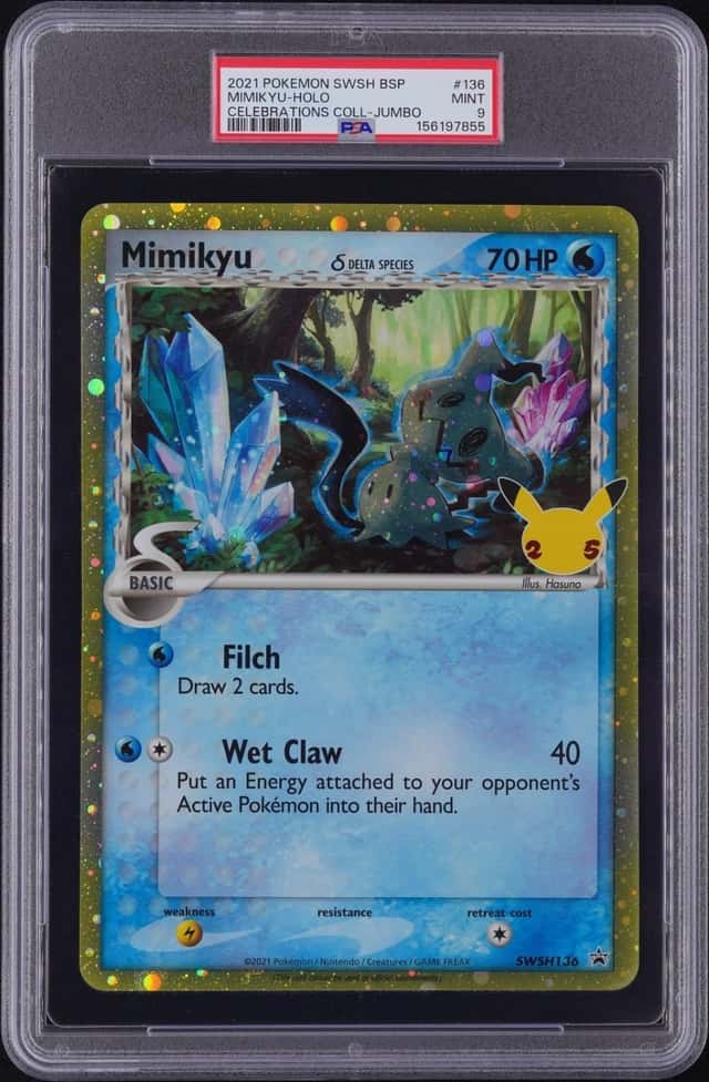2021 POKEMON SWSH BLACK STAR PROMO JUMBO #136 MIMIKYU-HOLO PSA 9