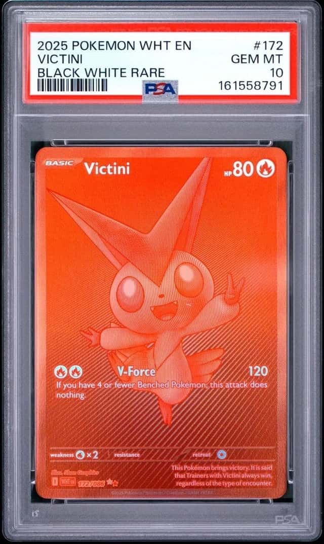 2025 POKEMON WHT EN-WHITE FLARE BLACK WHITE RARE #172 VICTINI PSA 10