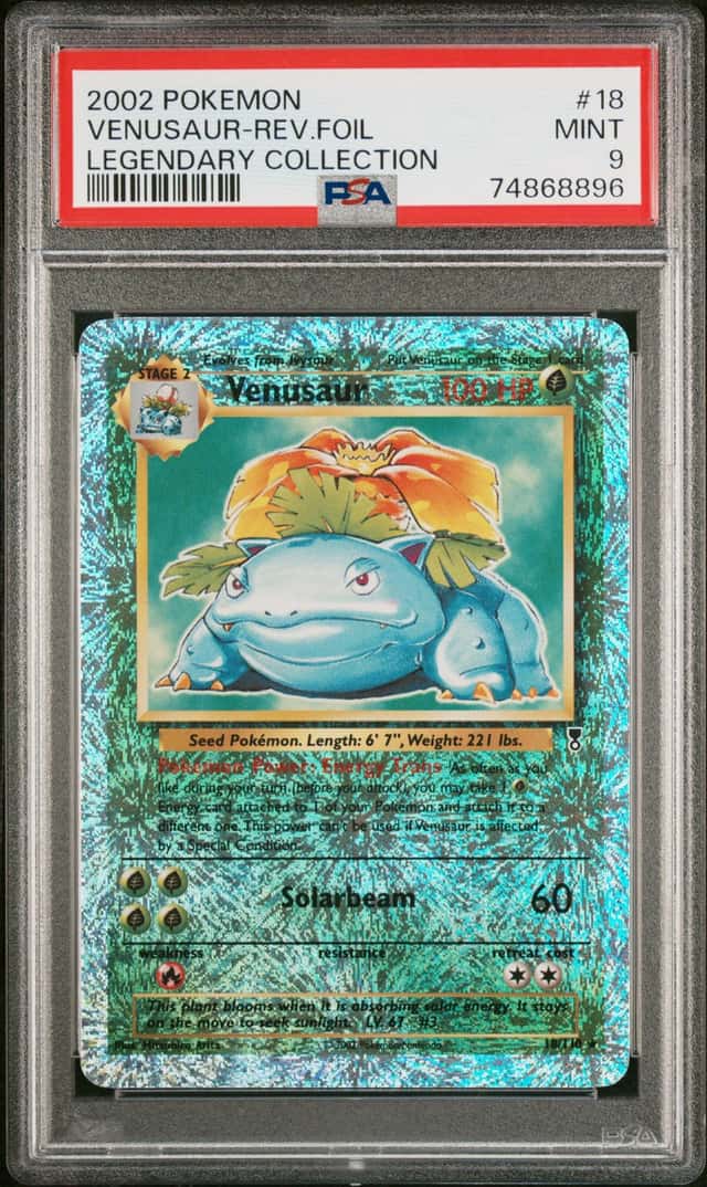 POKEMON VENUSAUR-REV.FOIL 2002 LEGENDARY COLLECTION #18 PSA 9