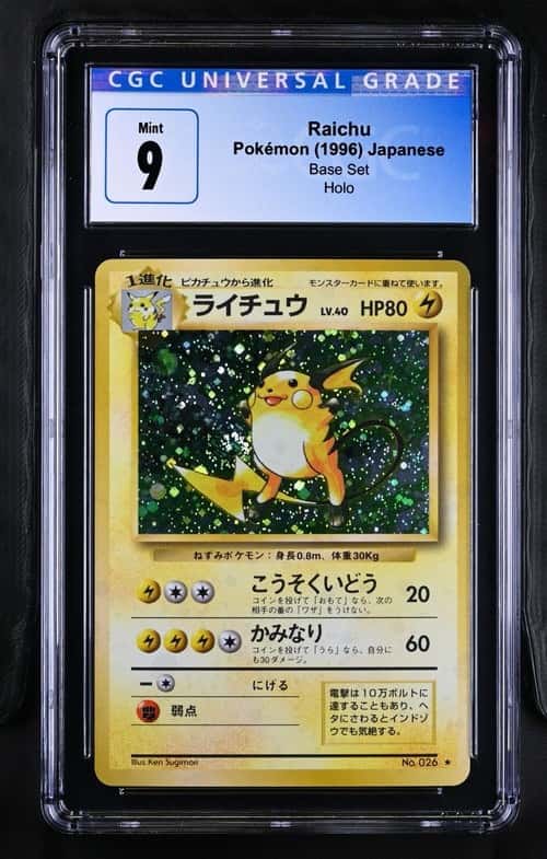 CGC 9 Raichu 1996 Japanese Base Set Holo Rare Card No. 026