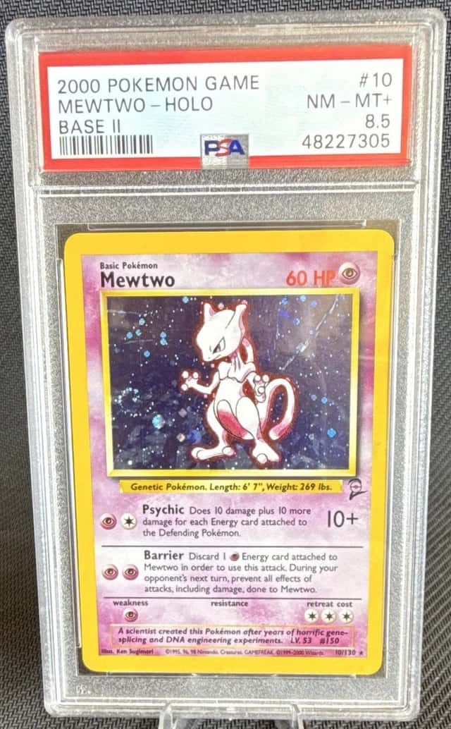 2000 Pokemon TCG Mewtwo Holo Rare Base Set 2 #10 PSA 8.5 English