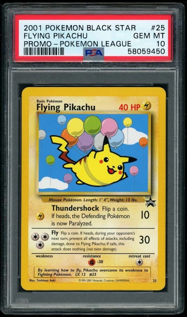 2001 POKEMON FLYING PIKACHU PROMO-POKEMON LEAGUE BLACK STAR #25 PSA 10
