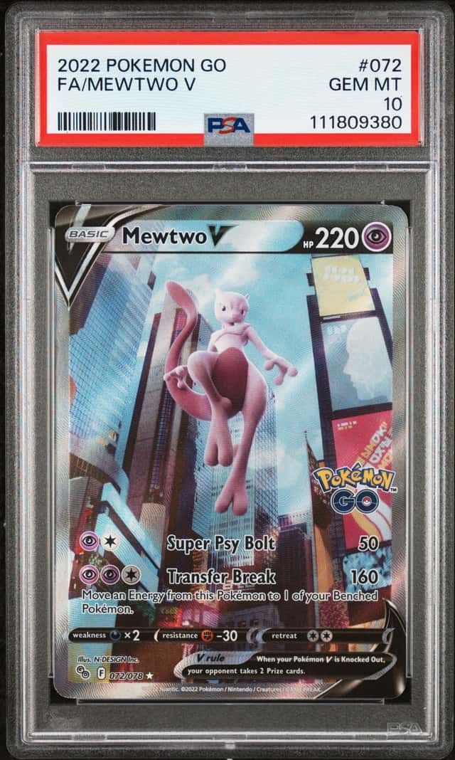 2022 Pokemon GO #072 FA Mewtwo V PSA 10 GEM MINT