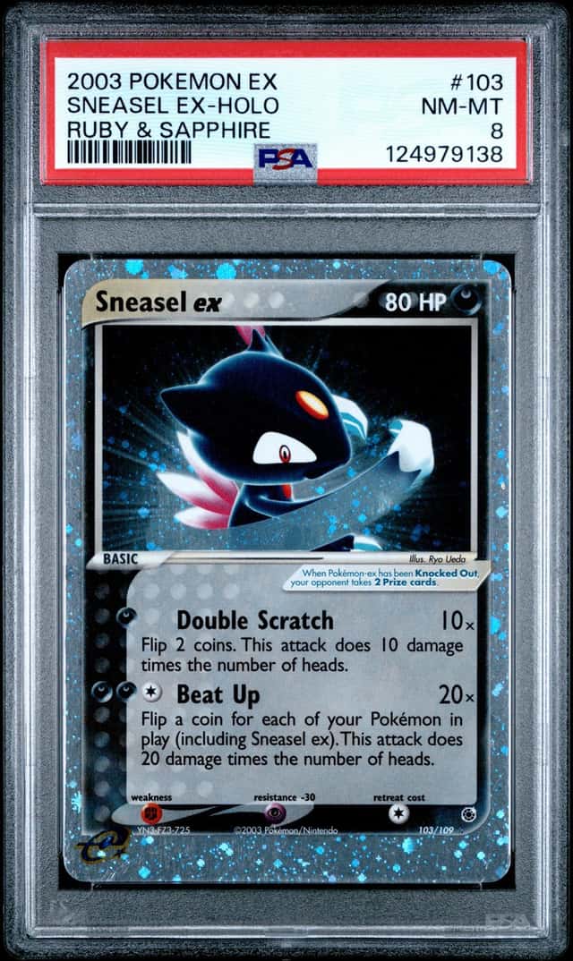 2003 POKEMON EX RUBY & SAPPHIRE #103 SNEASEL EX-HOLO PSA 8